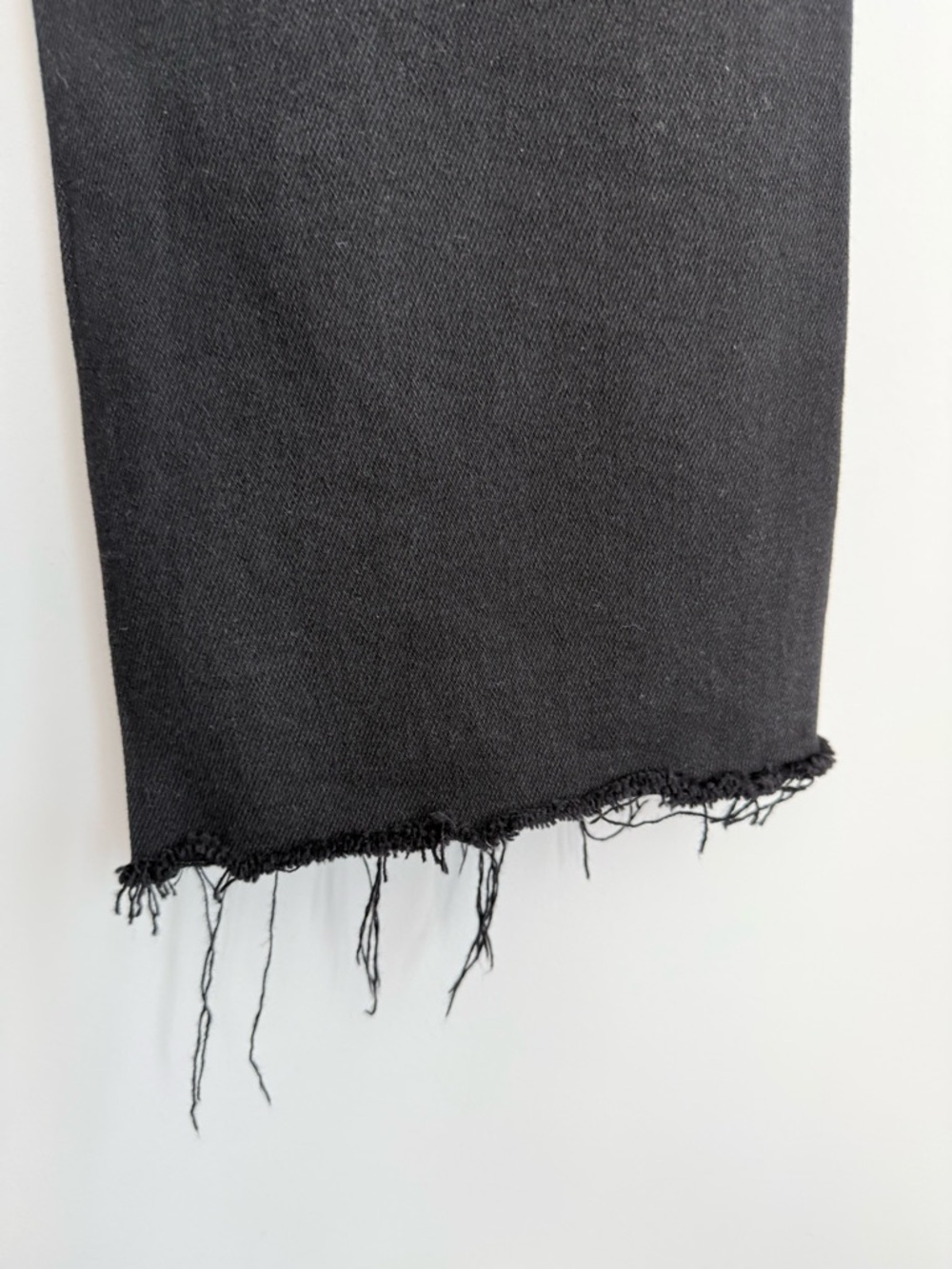AYR The Pop Black High Rise Straight Leg Jeans Raw Hem Cropped Short 34 S Short - Picture 9 of 16